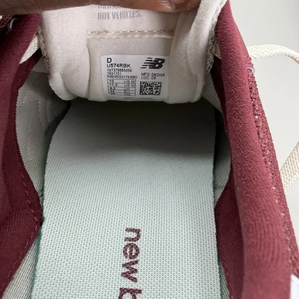 New Balance 574 Shoes Mens Size 10 Burgundy Red Suede Running Sneakers U574RBK